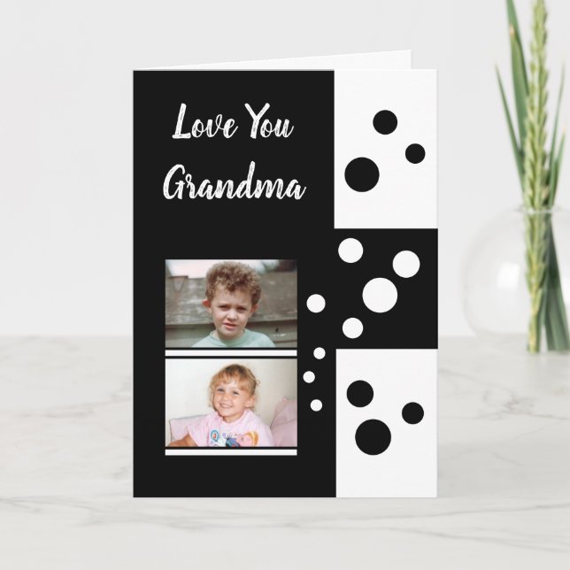 Liebe Sie Oma schwarz-weiß mit Fotos Karte (Vorderseite)