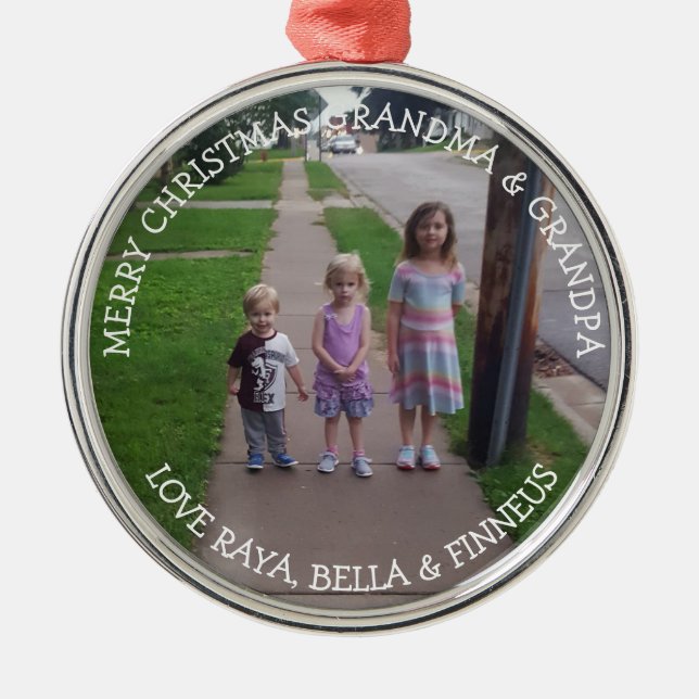 Liebe Sie Oma und Opa Weihnachten Ornament Aus Metall (Vorne)