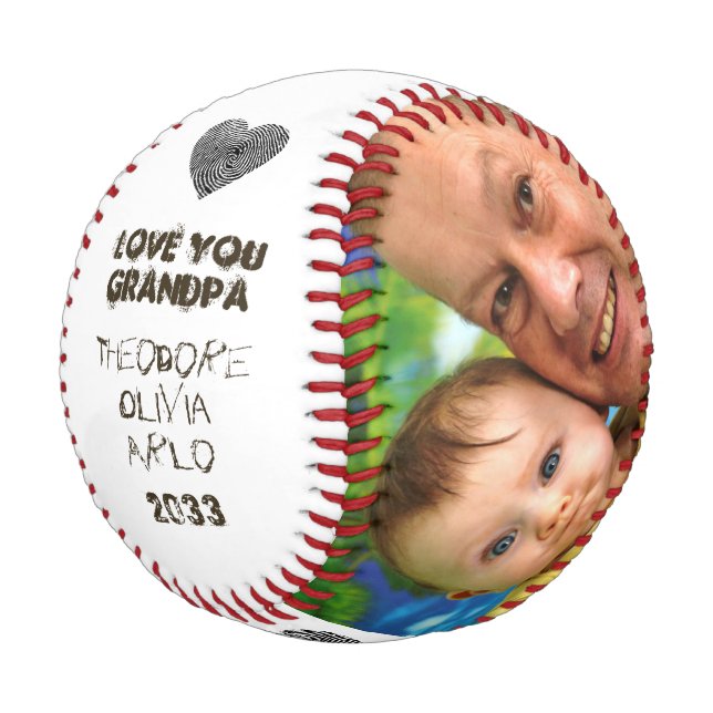 Liebe Sie Opa Custom Foto Collage Achtung Baseball (Schrägansicht)