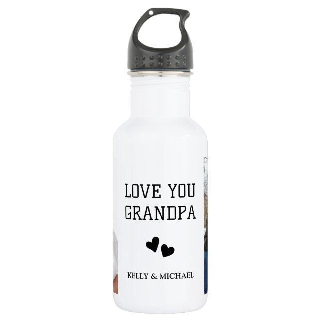 Liebe Sie Opa Custom Foto Collage Wasser Flasche Edelstahlflasche (Vorderseite)