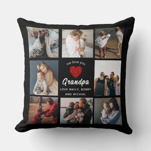 Liebe Sie Opa Foto Collage Throw Kissen (Vorderseite)