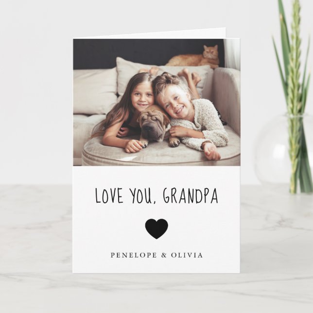 Liebe Sie Opa | Foto und handgeschriebener Text Karte (Vorderseite)