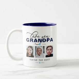 Liebe Sie Opa/Grampa/andere 3 Foto Benutzerdefinie Zweifarbige Tasse
