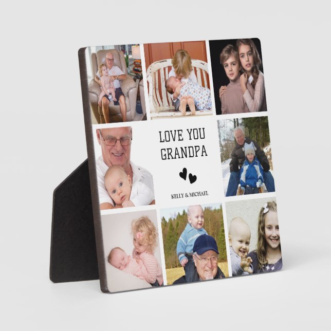 Liebe Sie, Opa | Modern Collage Foto Plaque Fotoplatte (Vorderseite)