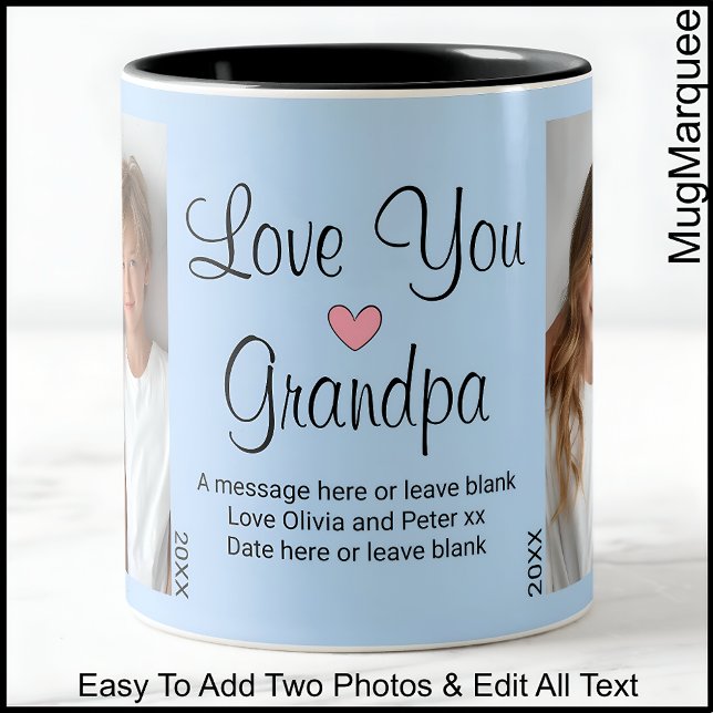 Liebe Sie Opa, Nachricht und Fotos, Blue C45 Zweifarbige Tasse (Von Creator hochgeladen)