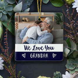 Liebe Sie Opa | Navy Blue Color Block Two Foto Keramikornament