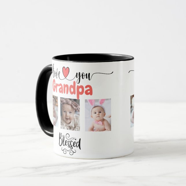 Liebe Sie Opa segnete 6 Foto individuelle Collage Tasse (Vorderseite Links)