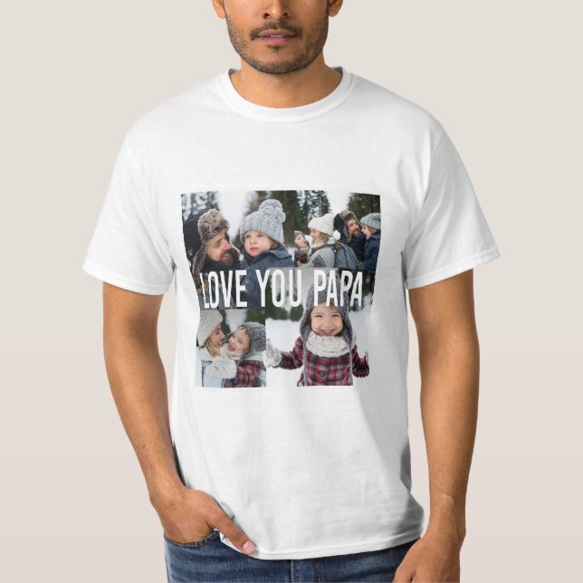Liebe Sie Papa FotoCollage T-Shirt (Vorderseite)