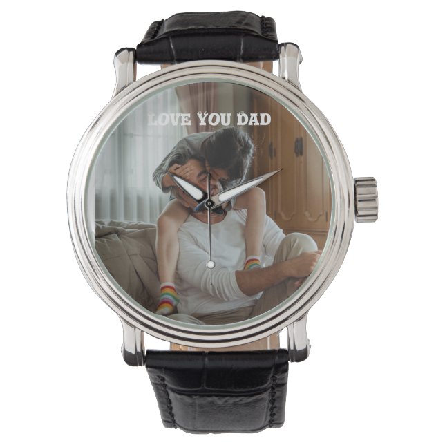 Liebe Sie Papa < personalisiertes Foto Beobachten Armbanduhr (Vorderseite)
