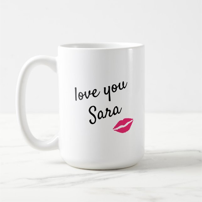 Liebe Sie, personalisierte Umarmungen und Küsse Ta Kaffeetasse (Links)