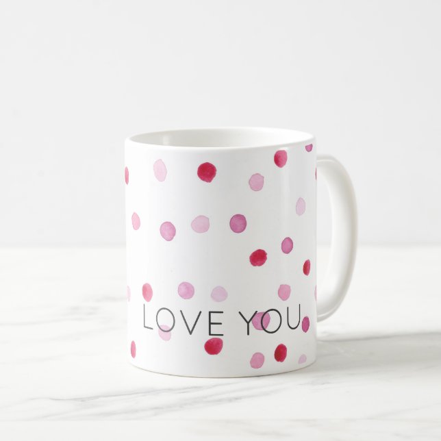 LIEBE SIE Pink Polka Dots Sweet Valentine Special Kaffeetasse (VorderseiteRechts)