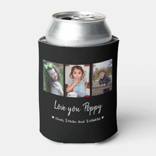 Liebe Sie Poppen 3 FotoCollage Schwarz Custom Dosenkühler (Kanne Vorderseite)