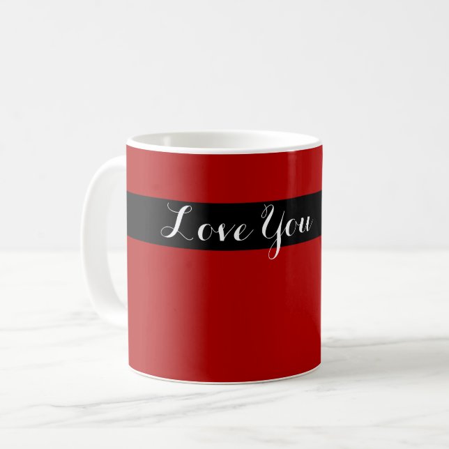 Liebe Sie - Red Black Contemporary Design Kaffeetasse (Vorderseite Links)