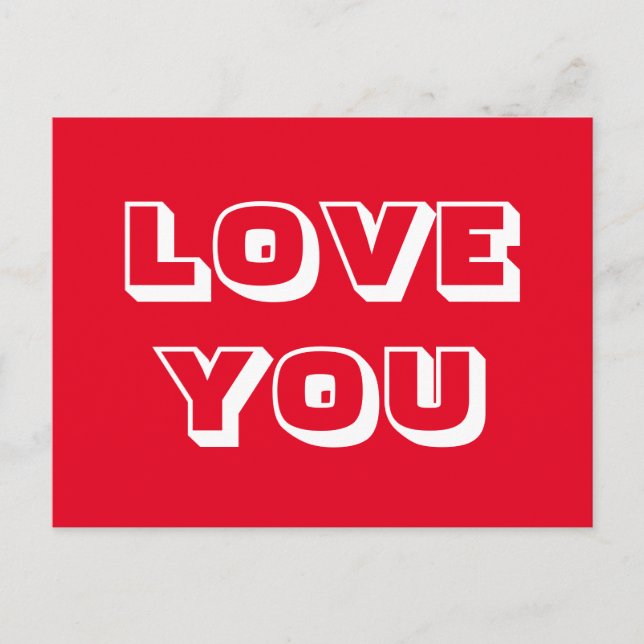 Liebe Sie rot-weiße fette Typografie Moderne Postkarte (Vorderseite)