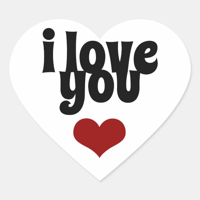 Liebe Sie roten Herzvalentin fette Typografie Herz-Aufkleber (Vorderseite)