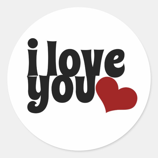 Liebe Sie roten Herzvalentin fette Typografie Runder Aufkleber (Vorderseite)