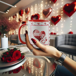 Liebe Sie Roter Marmor Herz - Valentine Tasse