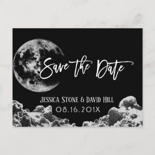 Liebe Sie Save the Date zum Mond und zurück Schwar Ankündigungspostkarte