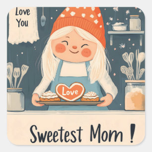 Liebe Sie, schönste Mama Design Quadratischer Aufkleber