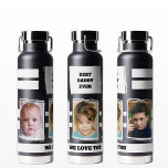 Liebe Sie Schwarz-weiß beste Papa je 3 Fotos Trinkflasche<br><div class="desc">Ihre Kupfer Vakuum-Flasche isoliert. Geschenkidee. Ersetzen Sie die drei Fotos durch Ihre eigenen. Das beste Papa aller Zeiten. Geschenk von den Kindern. Schwarz und Weiß.</div>