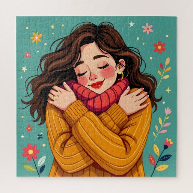 Liebe Sie selbst | Mädchen umarmt sich selbst (Vertikal)