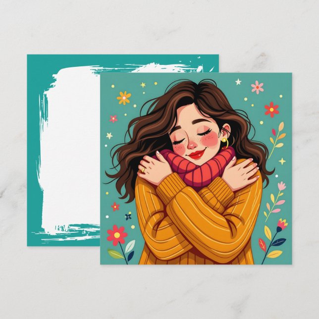 Liebe Sie selbst | Mädchen umarmt sich selbst (Vorne/Hinten)