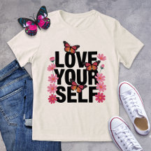 Liebe Sie selbst Schmetterling und Blume Grafik