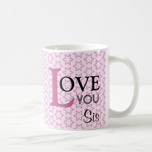Liebe Sie SIS-Name-Rosa-Sterne Kaffeetasse (Rechts)