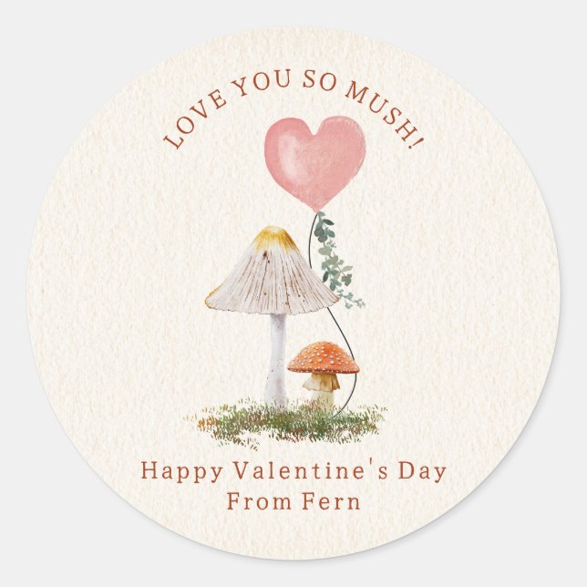 Liebe Sie so Mushroom-Klasse Valentine Runder Aufkleber (Vorderseite)