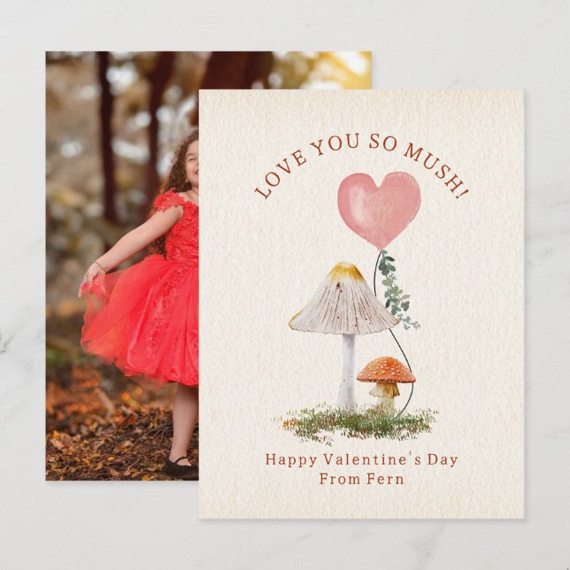 Liebe Sie so Mushroom School Valentine Foto Postkarte (Vorne/Hinten)