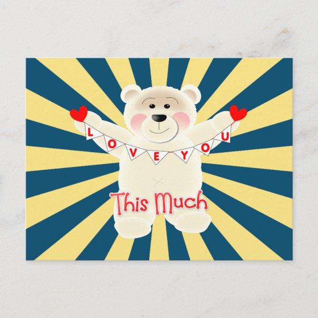 Liebe Sie "So viel" Niedlicher Teddybär Postkarte (Vorderseite)