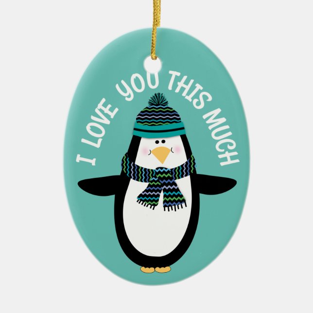 Liebe Sie Spaßpenguin-Weihnachtsgeschenk Keramikornament (Vorne)