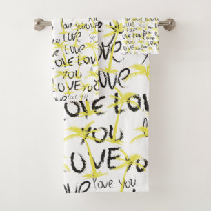 Liebe Sie Text Art Palms Sommer Badhandtuch Set