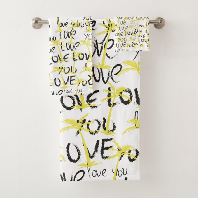 Liebe Sie Text Art Palms Sommer Badhandtuch Set (Insitu)