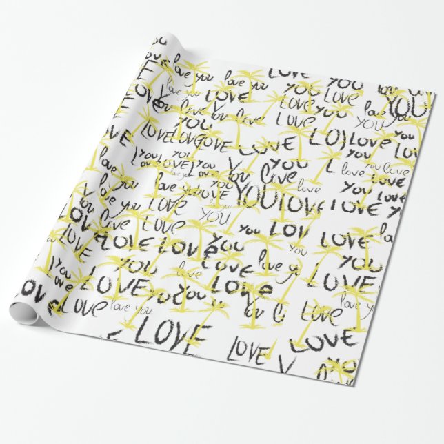 Liebe Sie Textmuster Kreative Typografie  Geschenkpapier (Ungerollt)