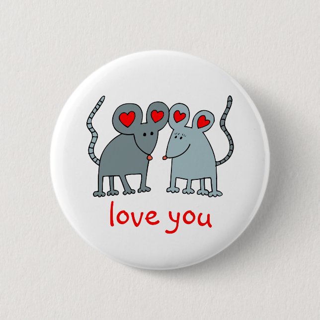 Liebe Sie Valentine Mäuse Button (Vorderseite)