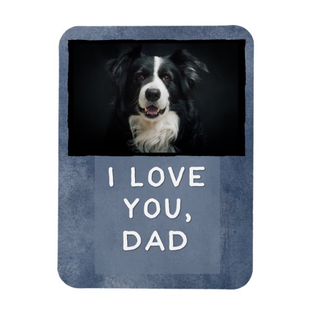 Liebe Sie Vater Custom Dark Blue Dog Foto Magnet ( (Vertikal)