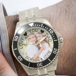 Liebe Sie Vater Gerahmtes Foto Personalisiert Armbanduhr<br><div class="desc">Personalisiertes Foto beobachten für Papa (oder personalisieren für jeden, den du will!). Die Vorlage ist für Sie Set, um Ihr eigenes Foto hinzuzufügen und Sie können auch den gesamten Text bearbeiten, wenn Sie möchten. Die Formulierung liegt auf einem halbtransparenten Grenzüberlagerungen über Ihrem Foto. Der Beispieltext liest "LIEBE in IHNEN, in...</div>