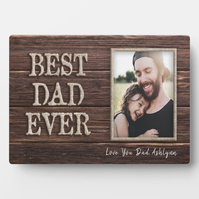 Liebe Sie Vater | Rustikaler bester Vater je benut Fotoplatte (Vorderseite)
