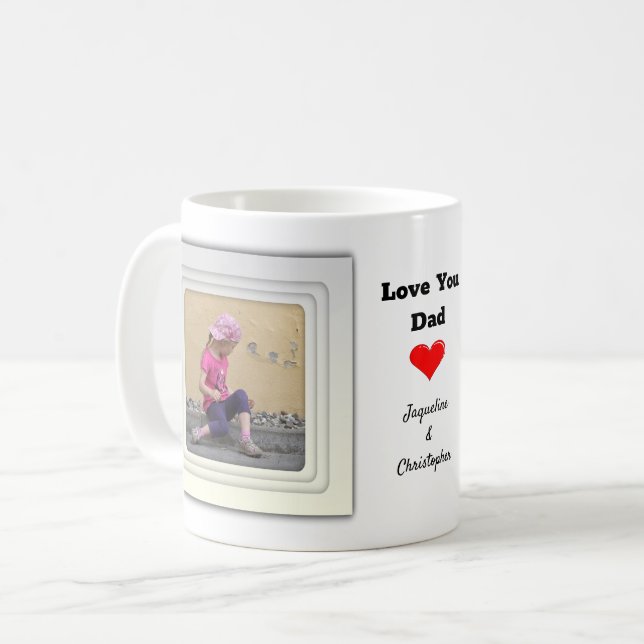 Liebe Sie Vater zwei Foto und Text Kaffeetasse (Vorderseite Links)