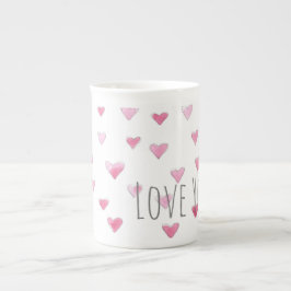 LIEBE SIE Wasserfarbe Süße Herzen Valentine Rosa Prozellantasse