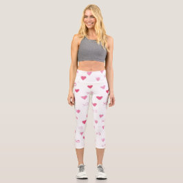 Liebe Sie XO Sweet Hearts rosa weißen Valentingenu Capri Leggings