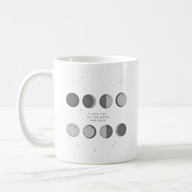 Liebe Sie zu den Mond-und der Rückseiten-| Phasen Kaffeetasse (Links)
