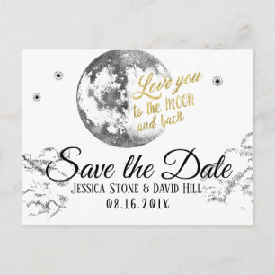 Liebe Sie zum Mond u. hinteren zu Wedding Save the Ankündigungspostkarte
