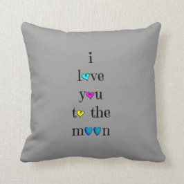 Liebe Sie zum Mond…. und hinter (Aqua auf Grau) Kissen