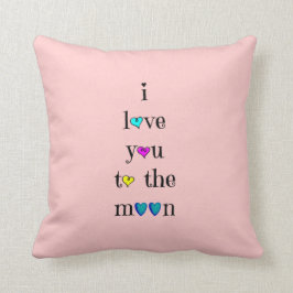 Liebe Sie zum Mond…. und hinter (Aqua auf Rosa) Kissen