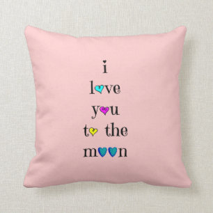 Liebe Sie zum Mond…. und hinter (Aqua auf Rosa) Kissen