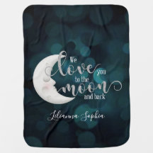 Liebe Sie zum Mond und hinteren zur Babydecke