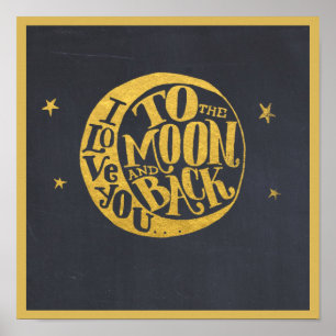 Liebe Sie zum Mond-und Rückseiten-niedlichen Poster