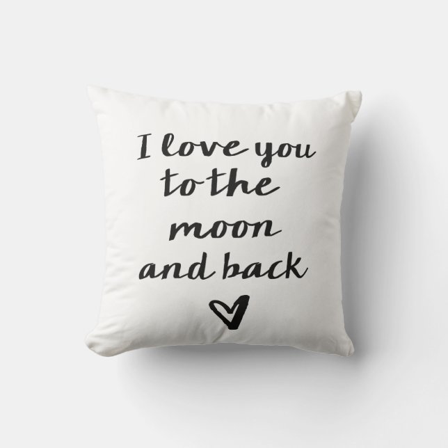 Liebe Sie zum Mond und zum hinteren Herzen Kissen (Vorderseite)